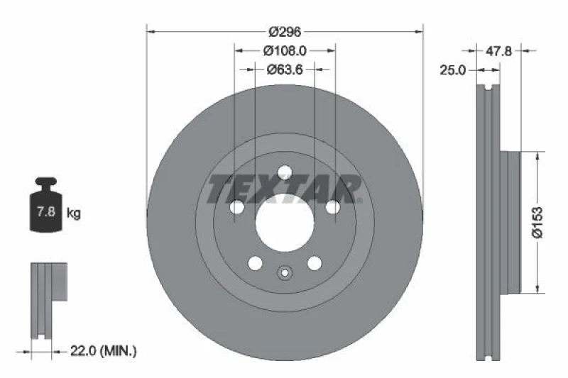 Image of Brake disc TEXTAR 92323905