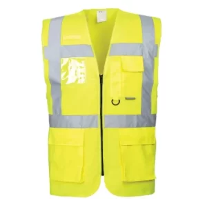 Image of Portwest Berlin Zip Front Class 2 Hi Vis Waistcoat Yellow 5XL