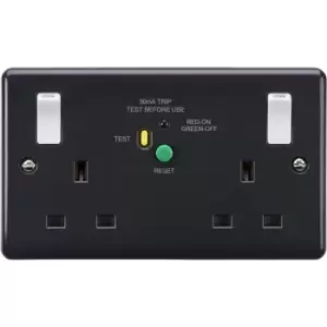 Image of 13A 2G dp rcd switched socket with white outboard rockers (Type-A) [Part m compliant] - PM9RCD - Knightsbridge