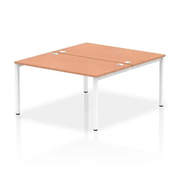 Image of Impulse Bench B2B 2 Person 1400 White Frame Office Bench Desk Beech