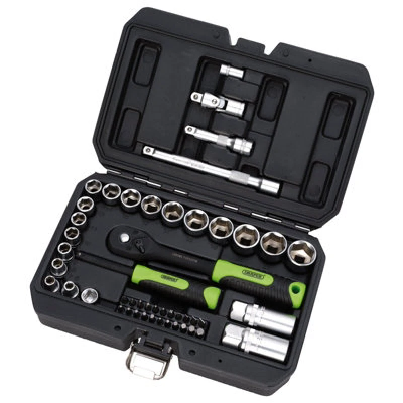 Image of Draper Draper Hi-Torq Metric Socket And Bit Set, 1/4" And 3/8" Sq. Dr. (48 Piece) 24235