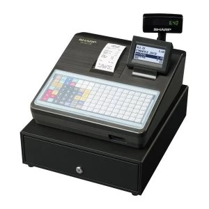 image of Sharp XE A217B Cash Register Spill Resistant Flat Keyboard with 70 Direct Article Keys Black