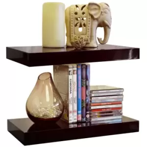 image of Techstyle Gloss Wall Mounted 40Cm Floating Shelf Pack Of Two Black