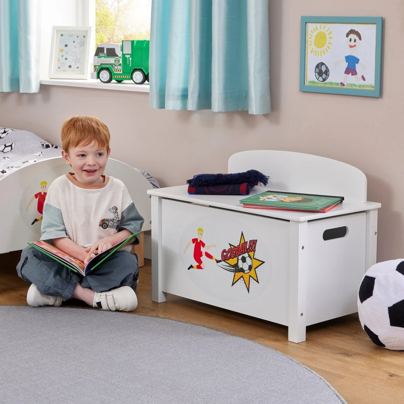 Image of Liberty House Toys Football Wooden Toy Box in White White Unisex