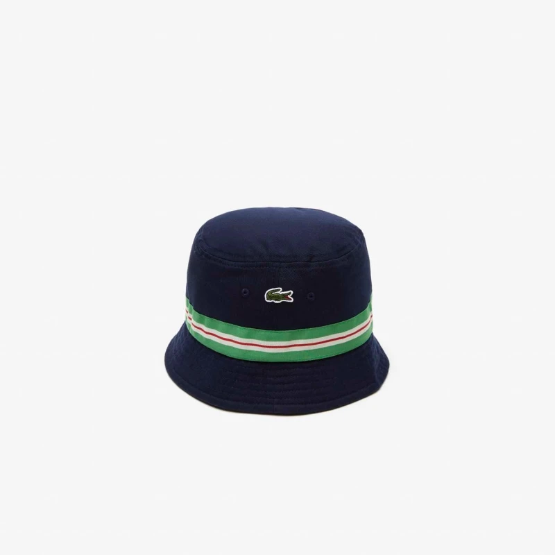 Image of Lacoste Stripe Bucket Hat - Blue Blue M