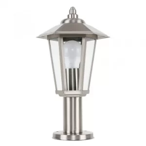 Image of Mottram IP44 Outdoor Post Top Lantern in Brushed Chrome