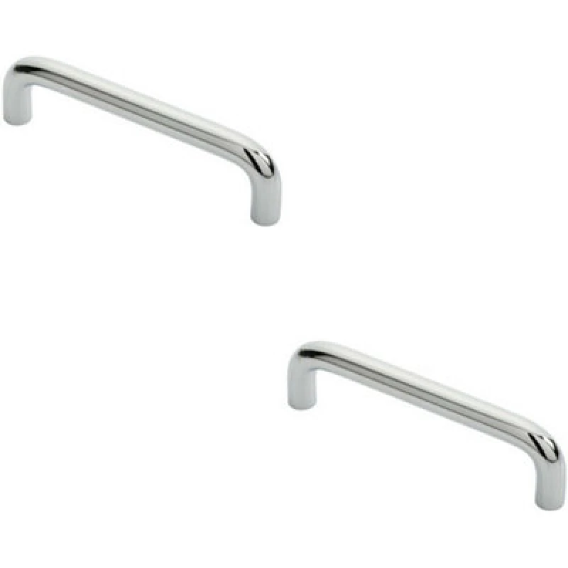 Image of Loops 2x Round D Bar Cabinet Pull Handle 106 x 10mm 96mm Fixing Centres Chrome Multi unisex