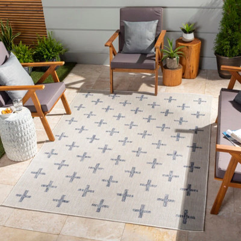 Image of Livabliss In- & Outdoor Global Dark Blue Gavina Area Rug 160 X 213cm - Easy To Clean, Perfect For Patio, Balcony, Kitchen Or Dining Room