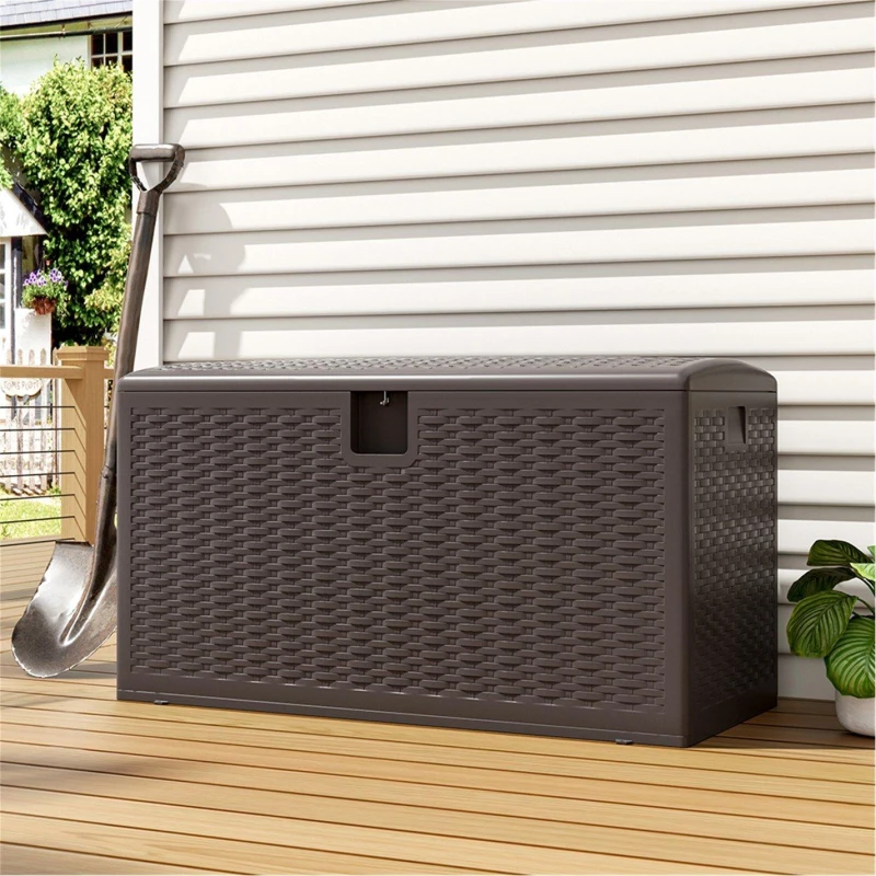Image of Breeins 99-Gallon Rattan Outdoor Deck Box Brown Brown unisex One size