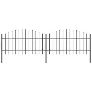 image of Vidaxl Garden Fence With Spear Top Steel (1-1.25)x3.4 M Black