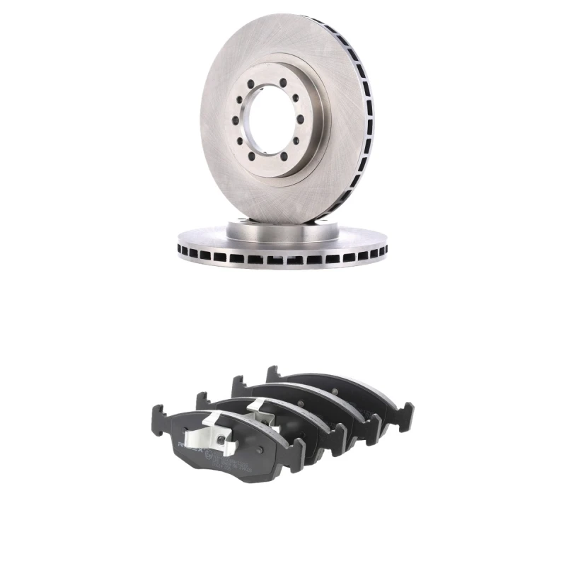 Image of RIDEX 3405B2989 Brake disc and pads set Front Axle, Brake Disc Type: internally vented, with acoustic wear warning Brake Set,disc brakes (3405)