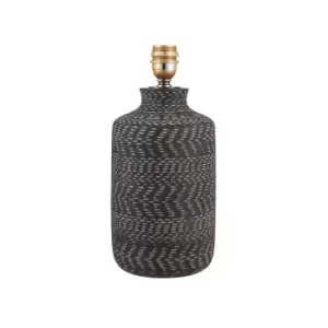 Image of Woven Effect Texture Black and Natural Stoneware Table Lamp Base