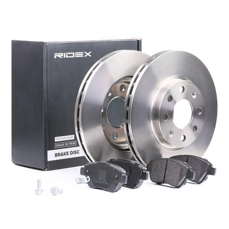 Image of RIDEX 3405B0045 Brake disc and pads set Front Axle, Brake Disc Type: Vented Brake Set,disc brakes (3405)
