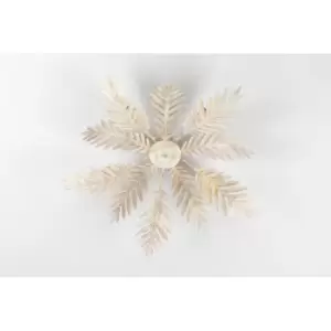 image of Felce 5 Light Feather Multi Arm Semi Flush Ceiling Lamp, Ivory