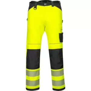 Image of Portwest PW3 Womens Hi Vis Stretch Work Trousers Yellow / Black 26" 31"