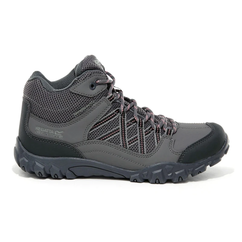 Image of Regatta Boys Edgepoint Mid Polyester Walking Boots UK Size 1 (EU 33) Granite/BraApri RKF622-HAE-1