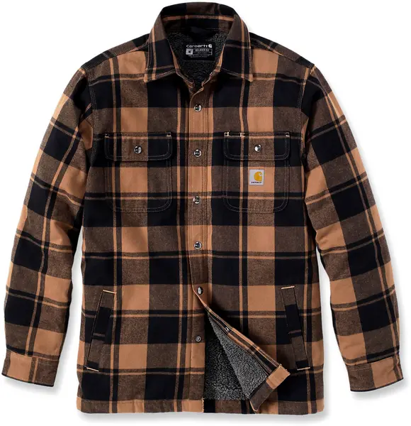 Image of Carhartt Heavyweight Flannel Sherpa Shirt, brown, Size 2XL