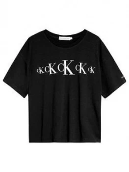 Image of Calvin Klein Jeans Girls CK Oversized T-Shirt - Black, Size Age: 8 Years, Women