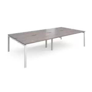 image of Adapt double back to back desks 3200mm x 1600mm - white frame and grey oak top