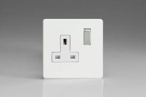 image of Varilight 1-Gang 13A Double Pole Switched Socket with Metal Rockers - XDQ4WS