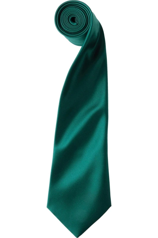 Image of Premier Premier Men Plain Satin Tie (Narrow Blade) in Bottle Green Bottle Green One Size Male 5055805452092