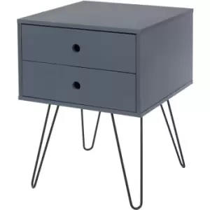 image of telford, white & metal 2 drawer bedside cabinet