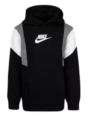 Image of Boys, Nike Younger Boy Colorblock Pullover Hoodie, Black, Size 4-5 Years