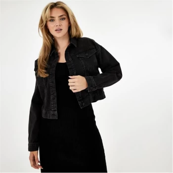 Image of Jack Wills Amelia Cropped Denim Jacket - Black