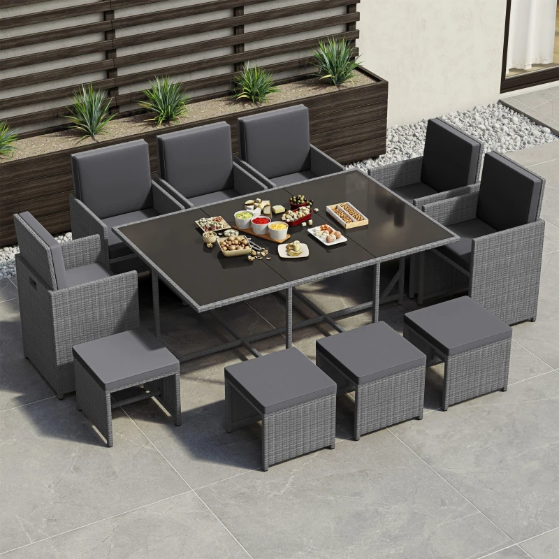 Image of Lassic Garden Vida Cuba 10 Seater Rattan Set + Cover Grey unisex One Size