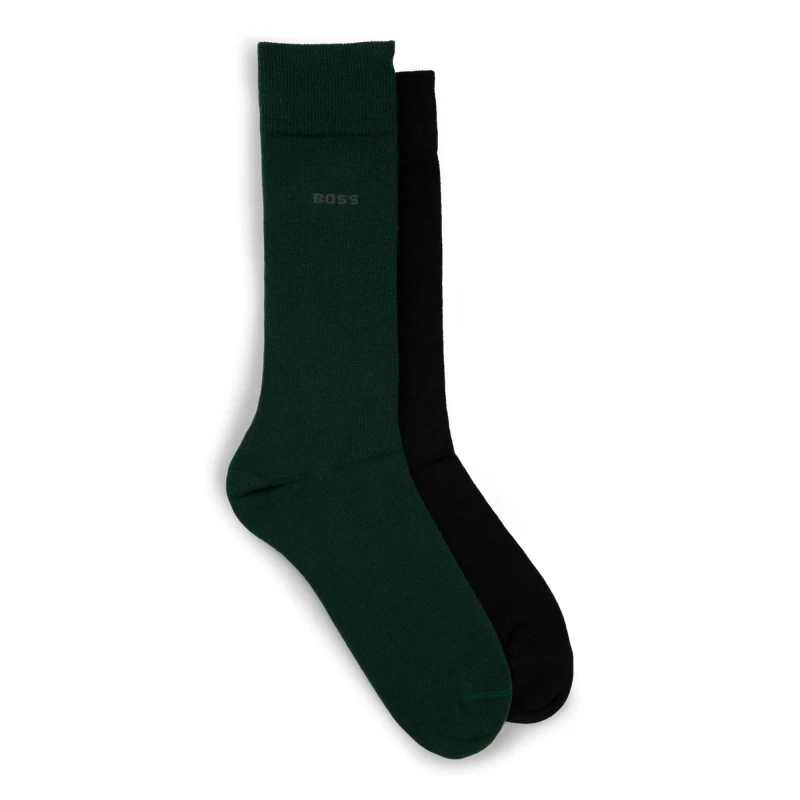 Image of Boss 2 Pack Plain Socks - Green Green 6 - 12 Months