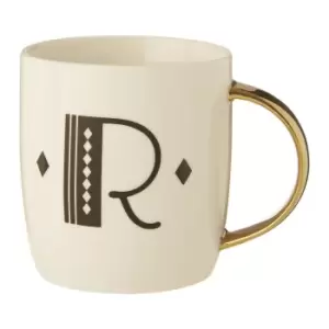 Image of Bone China White/Gold R Alphabet Mug