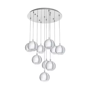 Image of Pendant Ceiling Light Colour Chrome Shade Clear Plastic Bulb GU10 10x3.3W