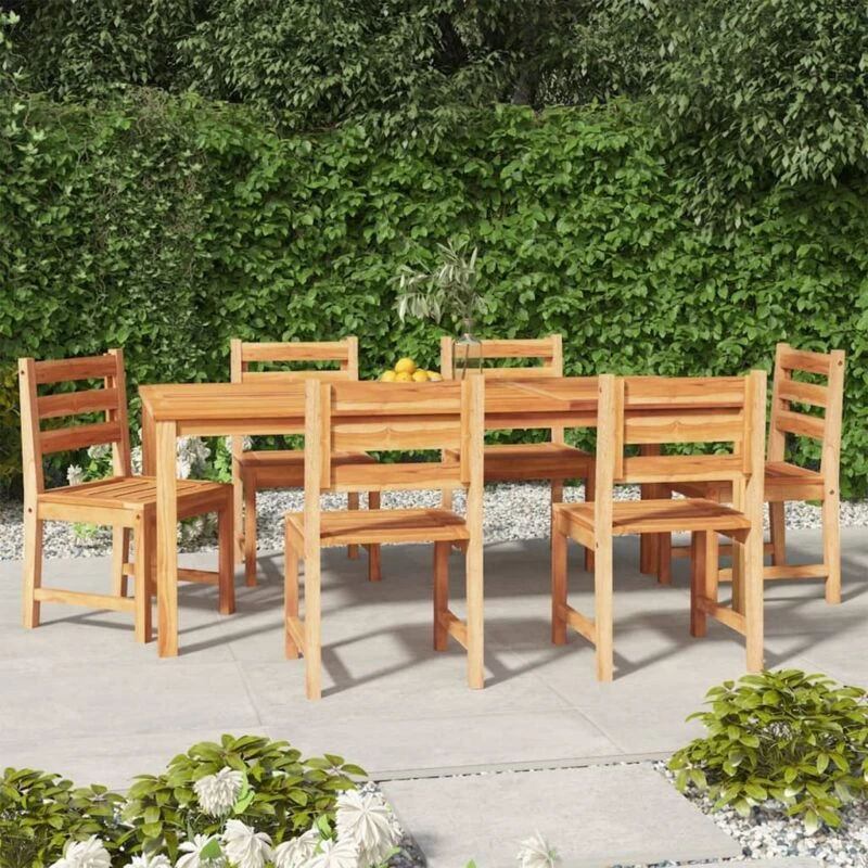 Image of vidaXL 7 Piece Garden Dining Set Solid Wood Teak, Brown 3157191