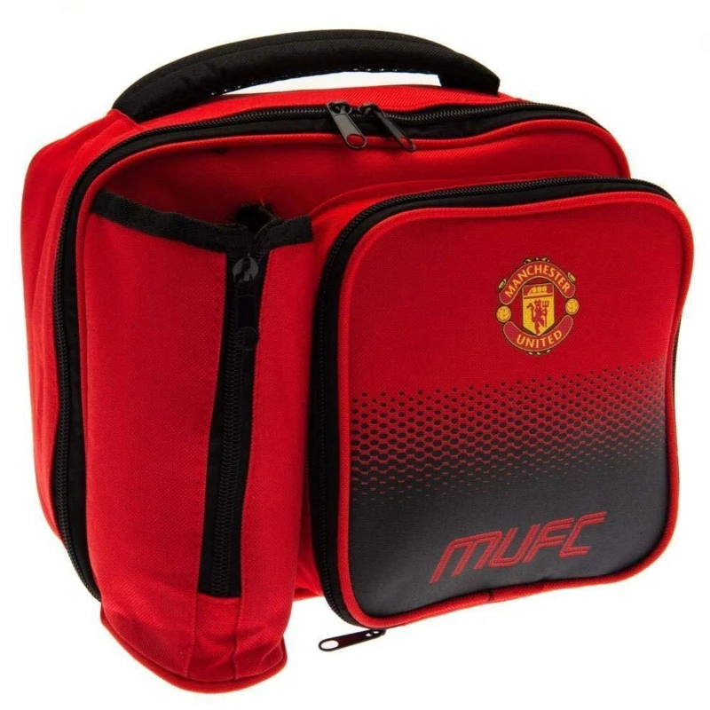 Image of Manchester United FC Manchester United FC Men Official Football Fade Design Lunch Bag in Red Red One Size Male 5057520430461