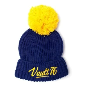 Image of Fallout - Embroidered Vault 76 Logo Unisex One Size Beanie - Blue/Yellow