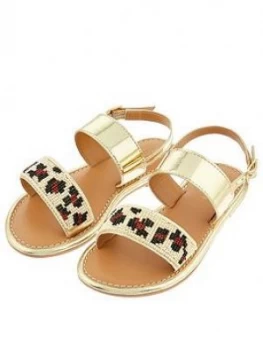 Image of Monsoon Girls Zadie Beaded Animal Sandal - Gold, Size 9 Younger
