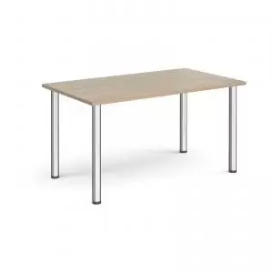 image of Rectangular chrome radial leg meeting table 1400mm x 800mm - barcelona