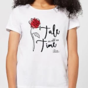 Image of Disney Beauty And The Beast Tale As Old As Time Rose Womens T-Shirt - White