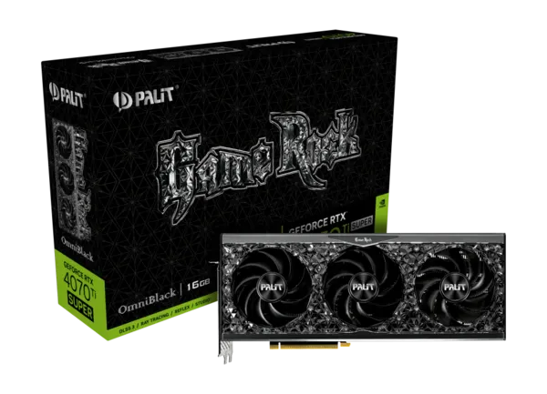 Palit Palit RTX4070 Ti SUPER GameRock OmniBlack Graphics Card, 16GB DDR6X NVRTX4070TIS16PALGROM