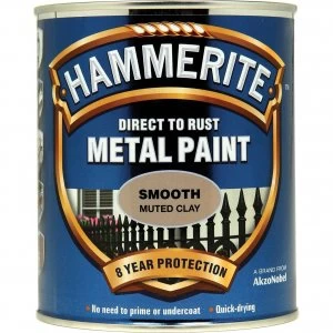 image of Hammerite Direct to Rust Metal Paint Muted Clay 750ml