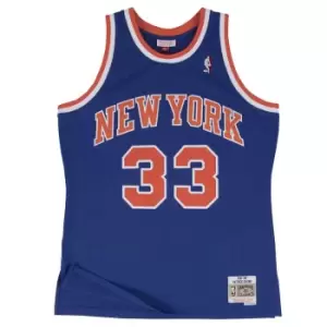 image of Mitchell And Ness Nba Swingman Jersey New York Knicks - Patrick Ewing, Royal / Red, Male, Basketball Jerseys, SMJYGS18186-NYKROYA9