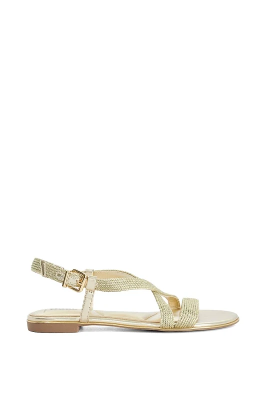 Image of Dune London Womens Wide Fit 'Lope' Sandals in Metallics Size: 6 Metallics Female 6