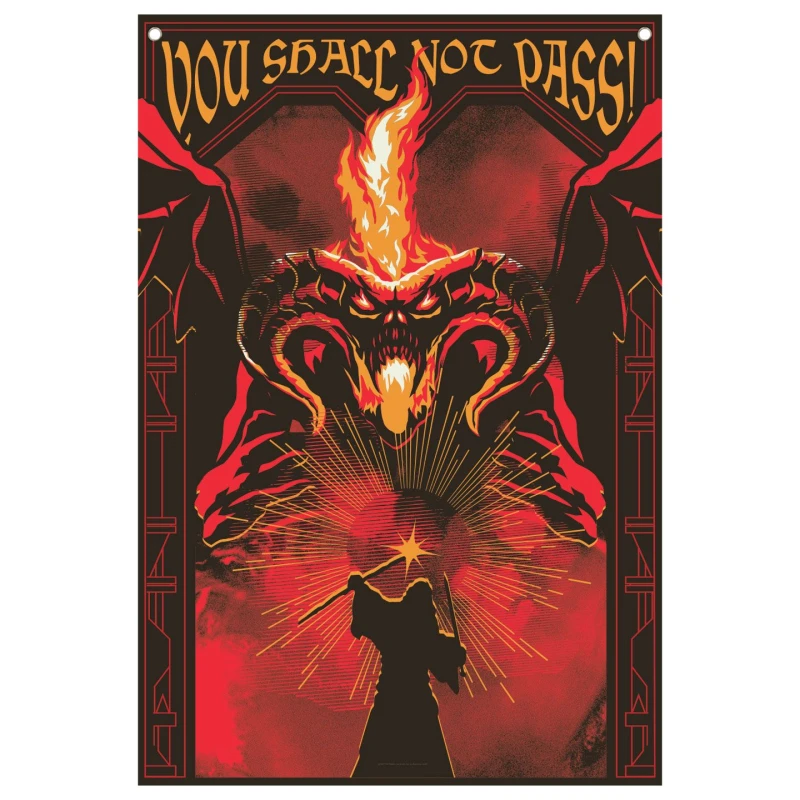 Image of The Lord of the Rings Gandalf vs Balrog Wall Banner Red