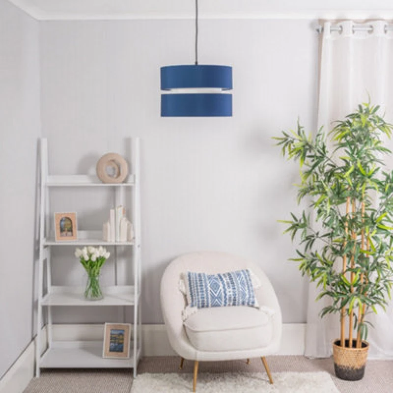 Image of ValueLights Sophia Easy Fit Large Light Lamp Shade with 10W LED Warm White Bulb Navy