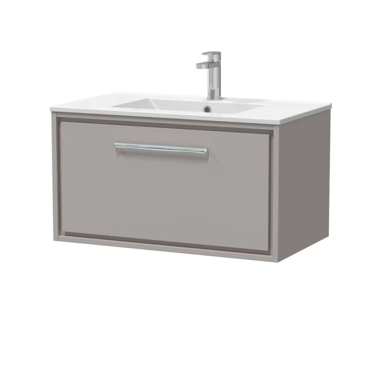 Image of Balterley Modern Bathroom Wall Hung Single Soft-Close Drawer Vanity Unit & Basin, Pebble Grey, 800mm