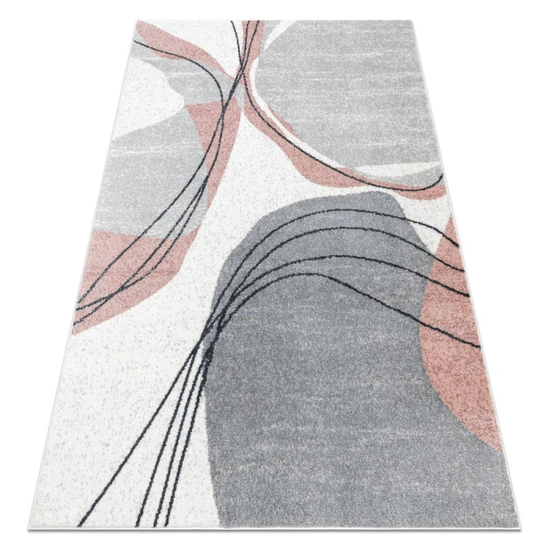 Image of RugsX Carpet Fusion 5868 White / Dark Pink - Lines, Modern, Abstract 140X190 Cm
