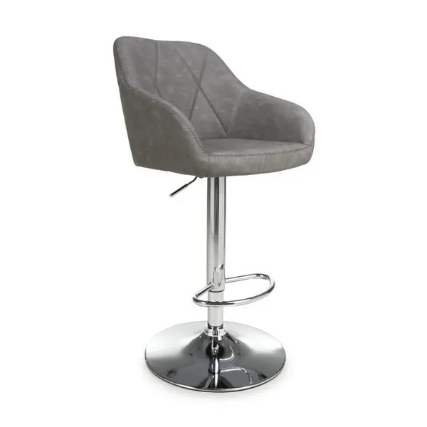 image of Shankar Serena Leather Effect Charcoal Bar Stool - Grey 5150114