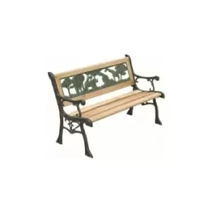 image of 2 Seater Childrens / Kids Wooden & Cast Iron Animal Design Garden Bench