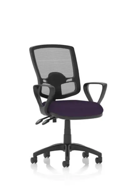 Image of Eclipse Eclipse Plus II Lever Task Operator Chair Mesh Back Deluxe With Bespoke Colour Seat With loop Arms in Tansy Purple KCUP1627