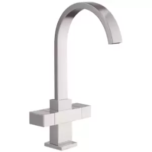 image of Enza Cromer Chrome Twin Lever Mono Kitchen Mixer Tap